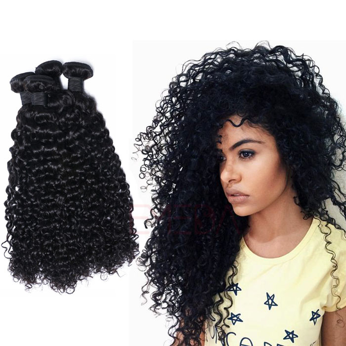 EMEDA 100% Human Hair Weaves Kinky Curly Hair extensions Indian Virgin Hair HW020